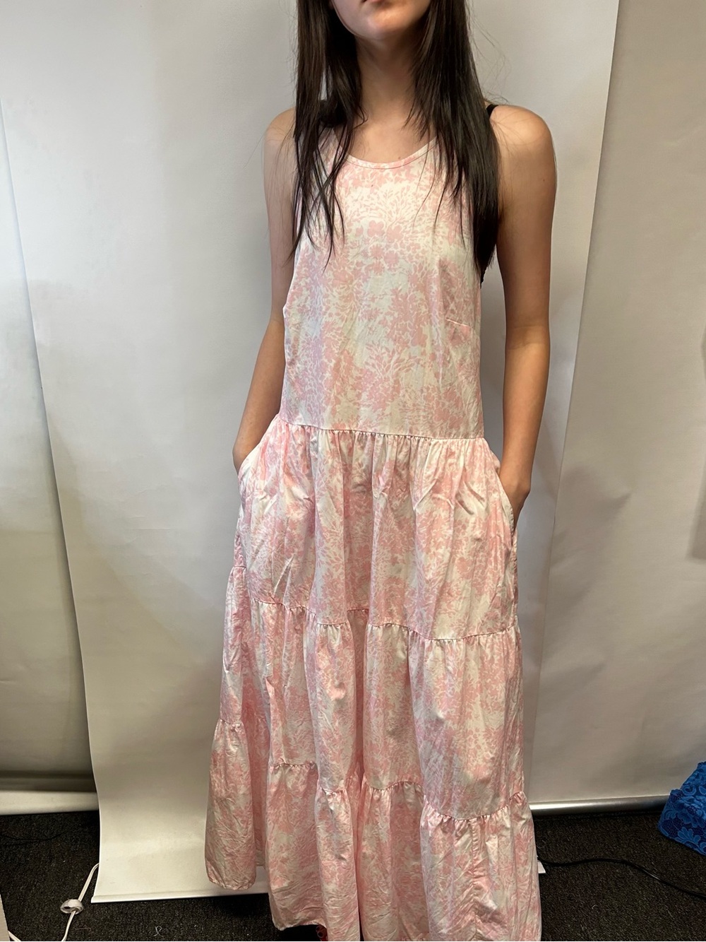 crown & ivy Pink Tiered Strapless Maxi Dress
